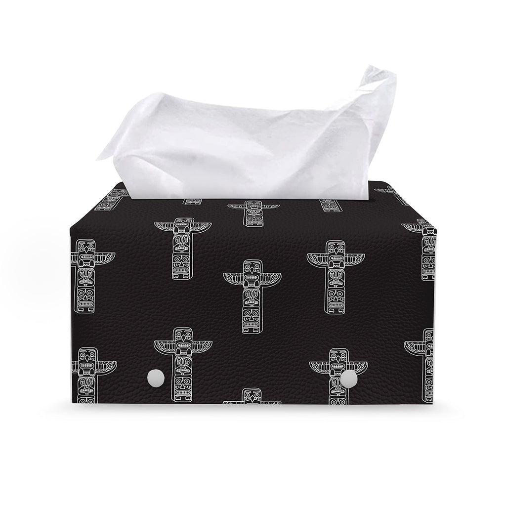 Tribal Totem Pattern Print Leather Tissue Box Cover