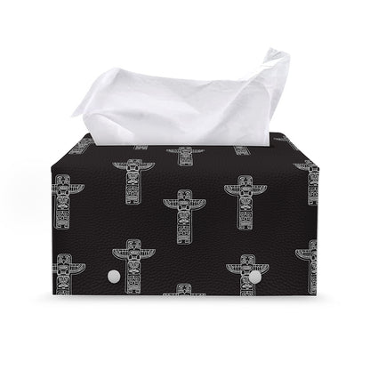 Tribal Totem Pattern Print Leather Tissue Box Cover