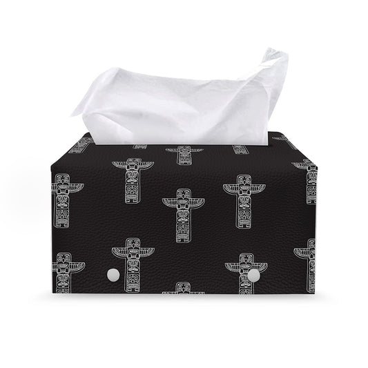Tribal Totem Pattern Print Leather Tissue Box Cover