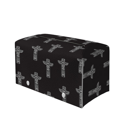 Tribal Totem Pattern Print Leather Tissue Box Cover