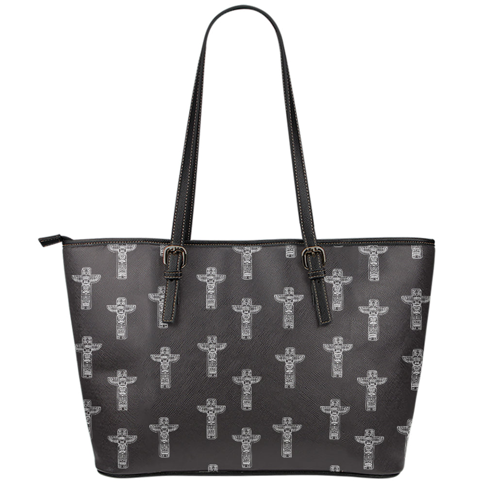 Tribal Totem Pattern Print Leather Tote Bag