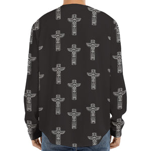 Tribal Totem Pattern Print Long Sleeve Baseball Jersey