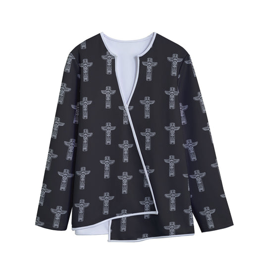Tribal Totem Pattern Print Long Sleeve Short Coat