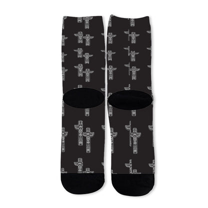 Tribal Totem Pattern Print Long Socks