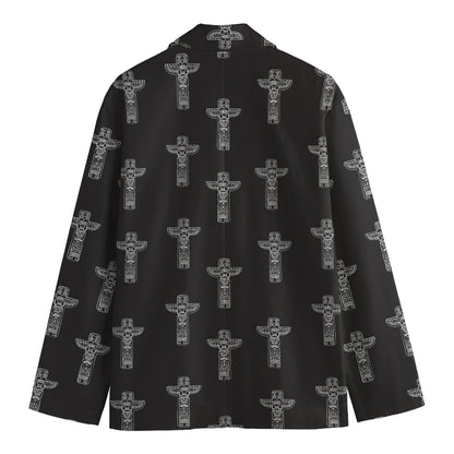 Tribal Totem Pattern Print Men's Cotton Blazer