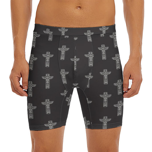 Tribal Totem Pattern Print Men's Long Boxer Briefs