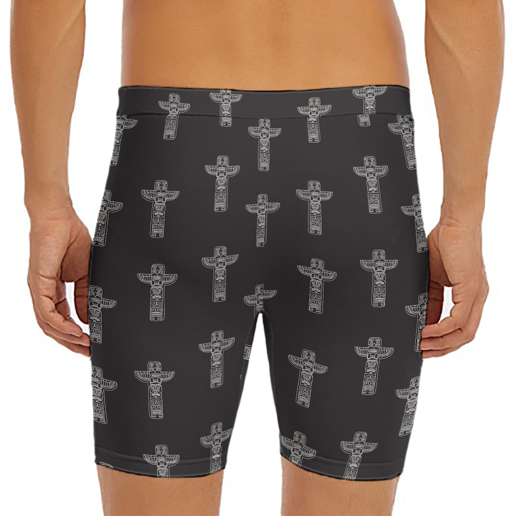 Tribal Totem Pattern Print Men's Long Boxer Briefs