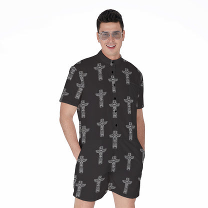 Tribal Totem Pattern Print Men's Rompers