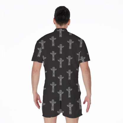 Tribal Totem Pattern Print Men's Rompers