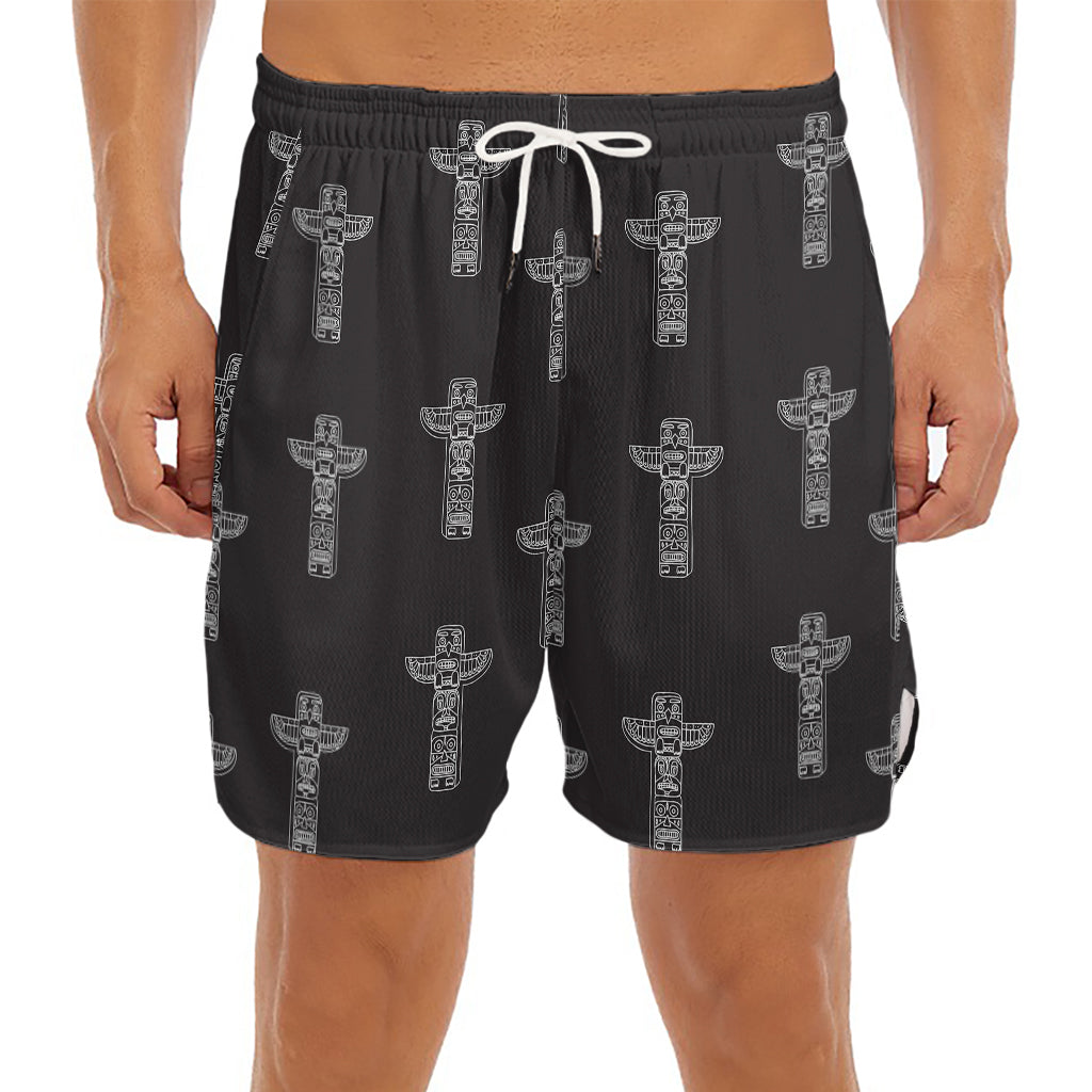 Tribal Totem Pattern Print Men's Split Running Shorts