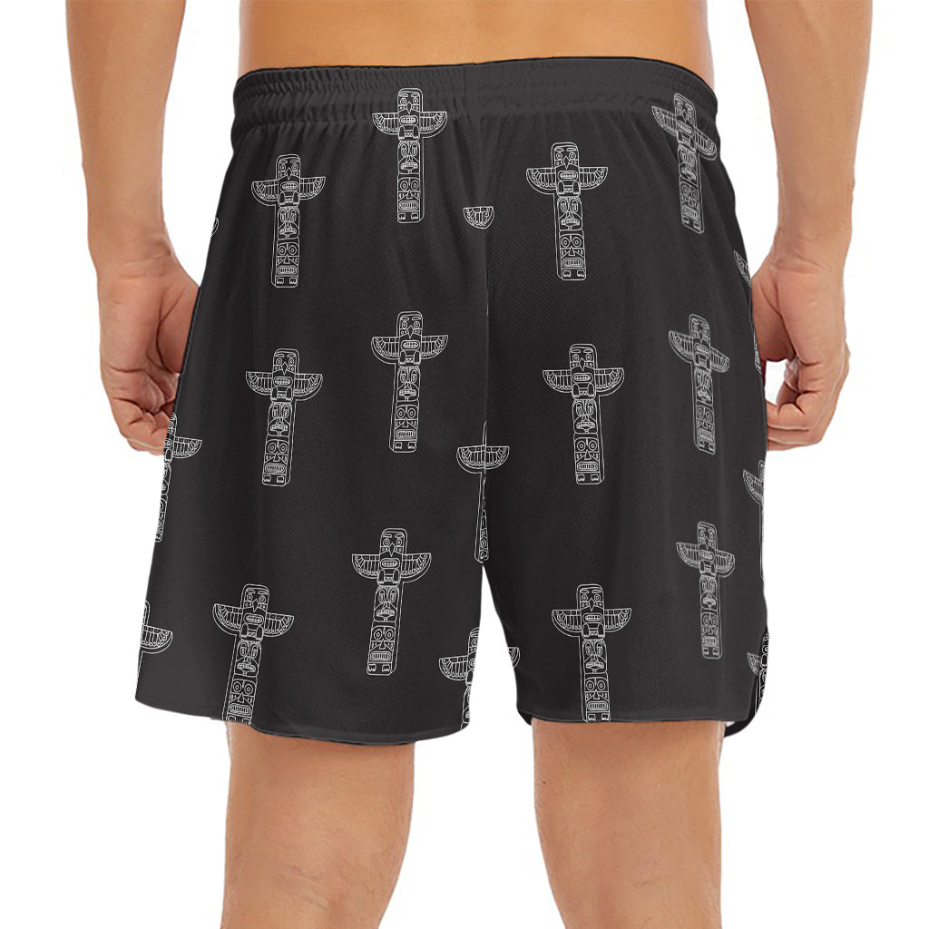 Tribal Totem Pattern Print Men's Split Running Shorts