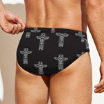 Tribal Totem Pattern Print Men's Swim Briefs