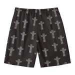 Tribal Totem Pattern Print Men's Swim Trunks