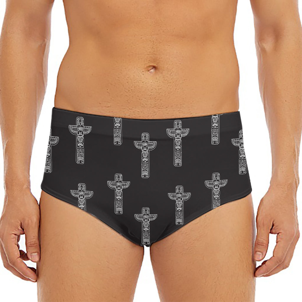 Tribal Totem Pattern Print Men's Triangle Swim Briefs