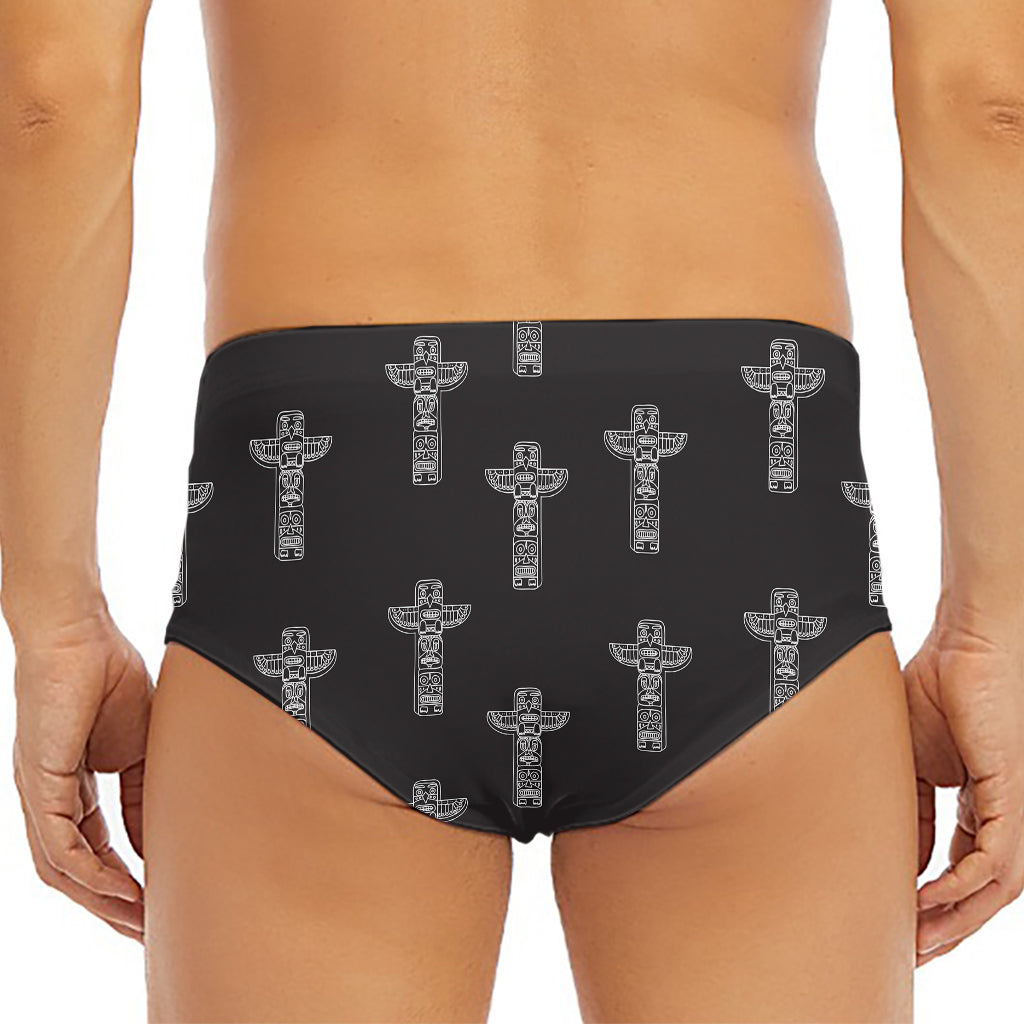 Tribal Totem Pattern Print Men's Triangle Swim Briefs