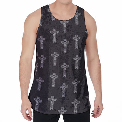 Tribal Totem Pattern Print Men's Velvet Tank Top