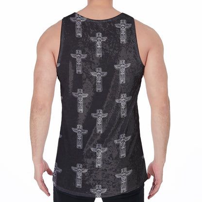 Tribal Totem Pattern Print Men's Velvet Tank Top