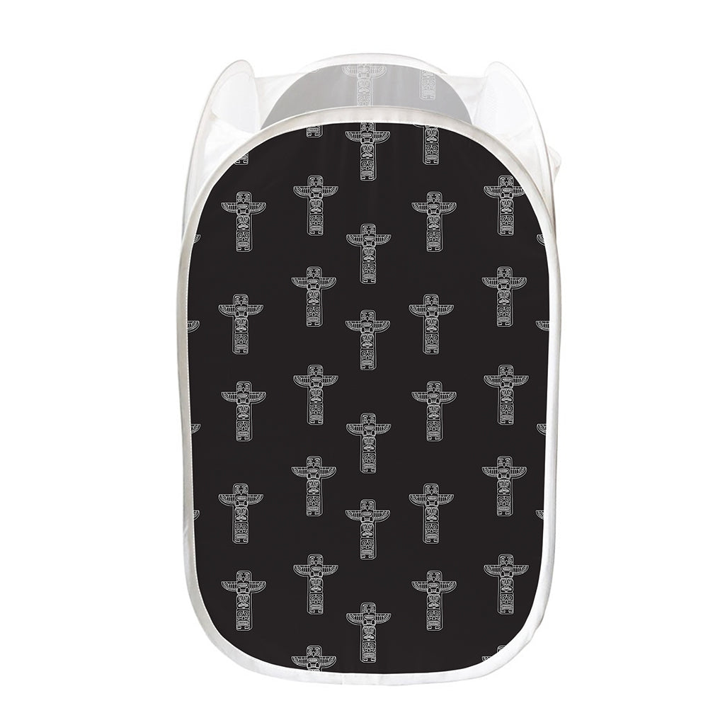 Tribal Totem Pattern Print Mesh Laundry Hamper