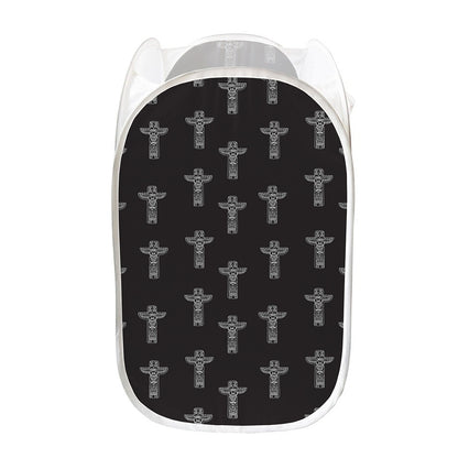 Tribal Totem Pattern Print Mesh Laundry Hamper