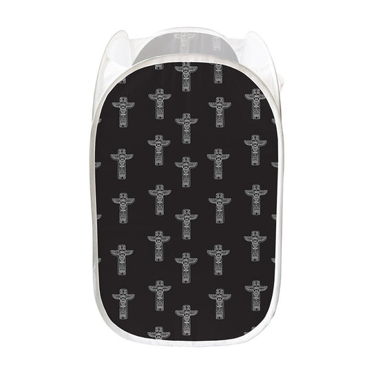 Tribal Totem Pattern Print Mesh Laundry Hamper