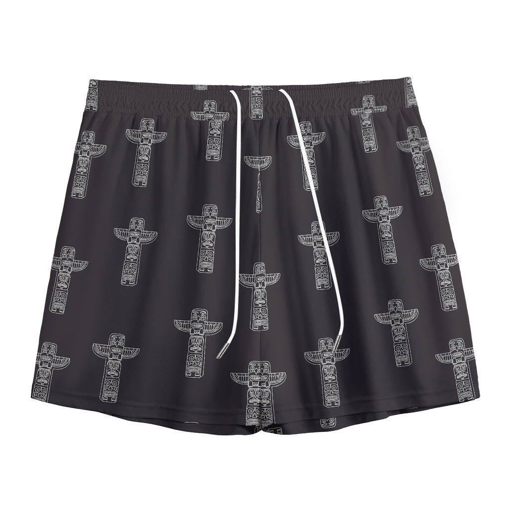 Tribal Totem Pattern Print Mesh Shorts