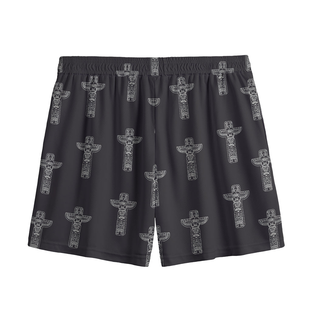 Tribal Totem Pattern Print Mesh Shorts