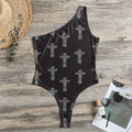 Tribal Totem Pattern Print One Shoulder Bodysuit