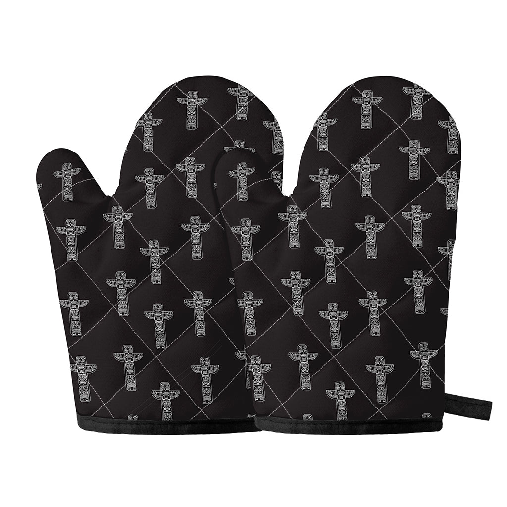Tribal Totem Pattern Print Oven Mitts