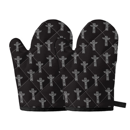 Tribal Totem Pattern Print Oven Mitts