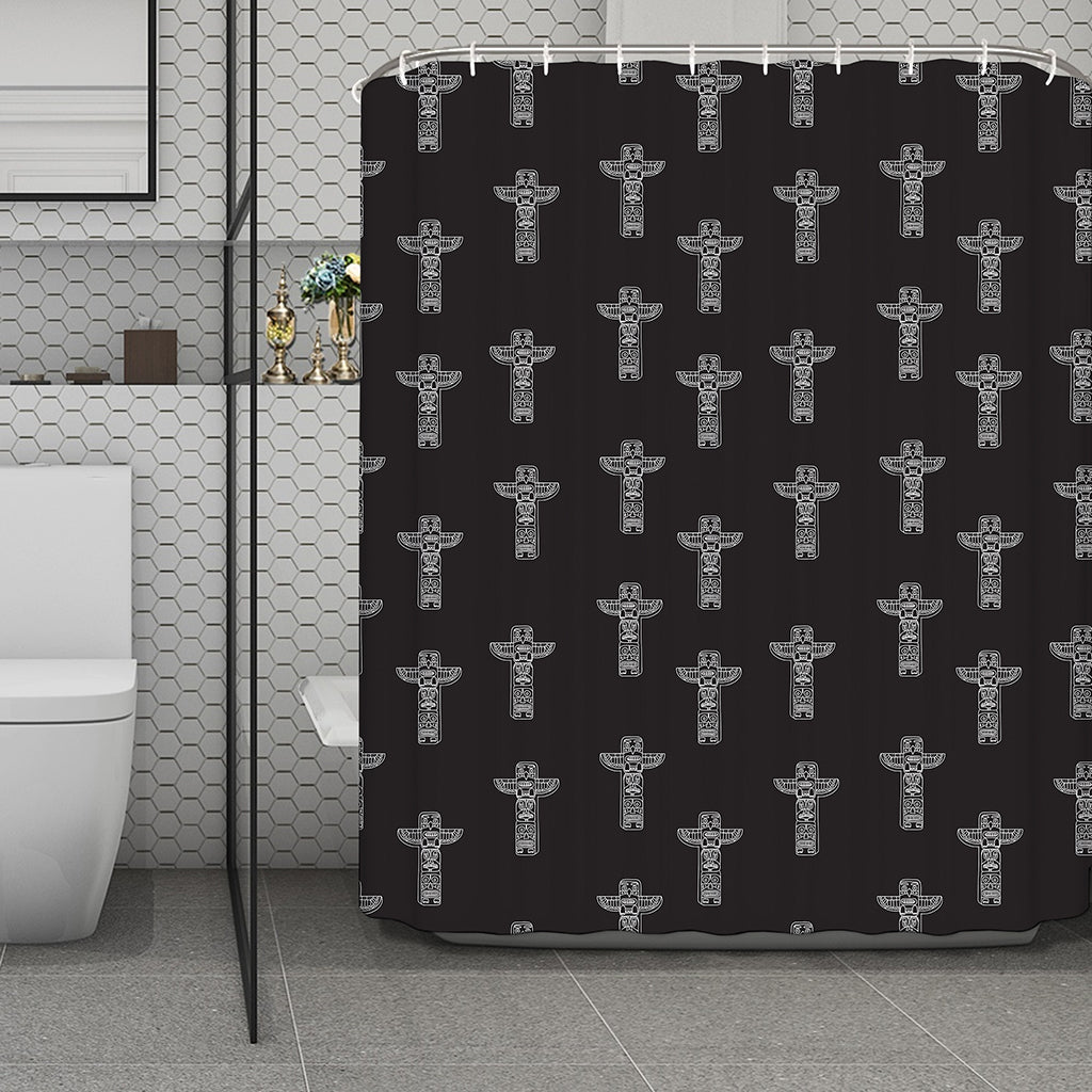 Tribal Totem Pattern Print Polyester Shower Curtain