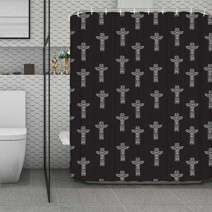 Tribal Totem Pattern Print Polyester Shower Curtain
