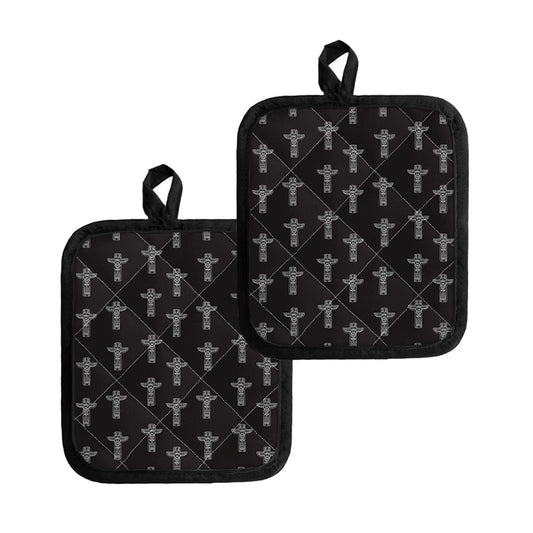 Tribal Totem Pattern Print Pot Holders