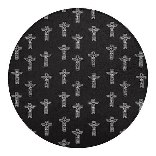 Tribal Totem Pattern Print Round Blanket