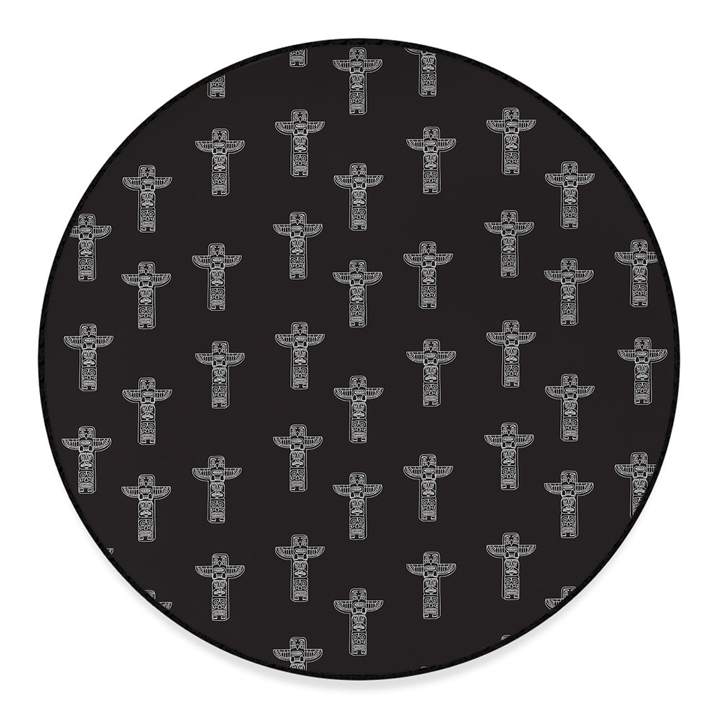 Tribal Totem Pattern Print Round Floor Mat