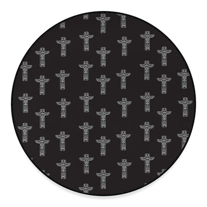Tribal Totem Pattern Print Round Floor Mat