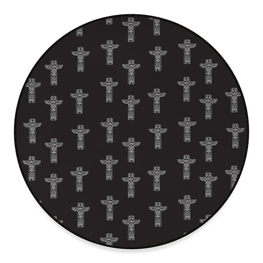 Tribal Totem Pattern Print Round Floor Mat