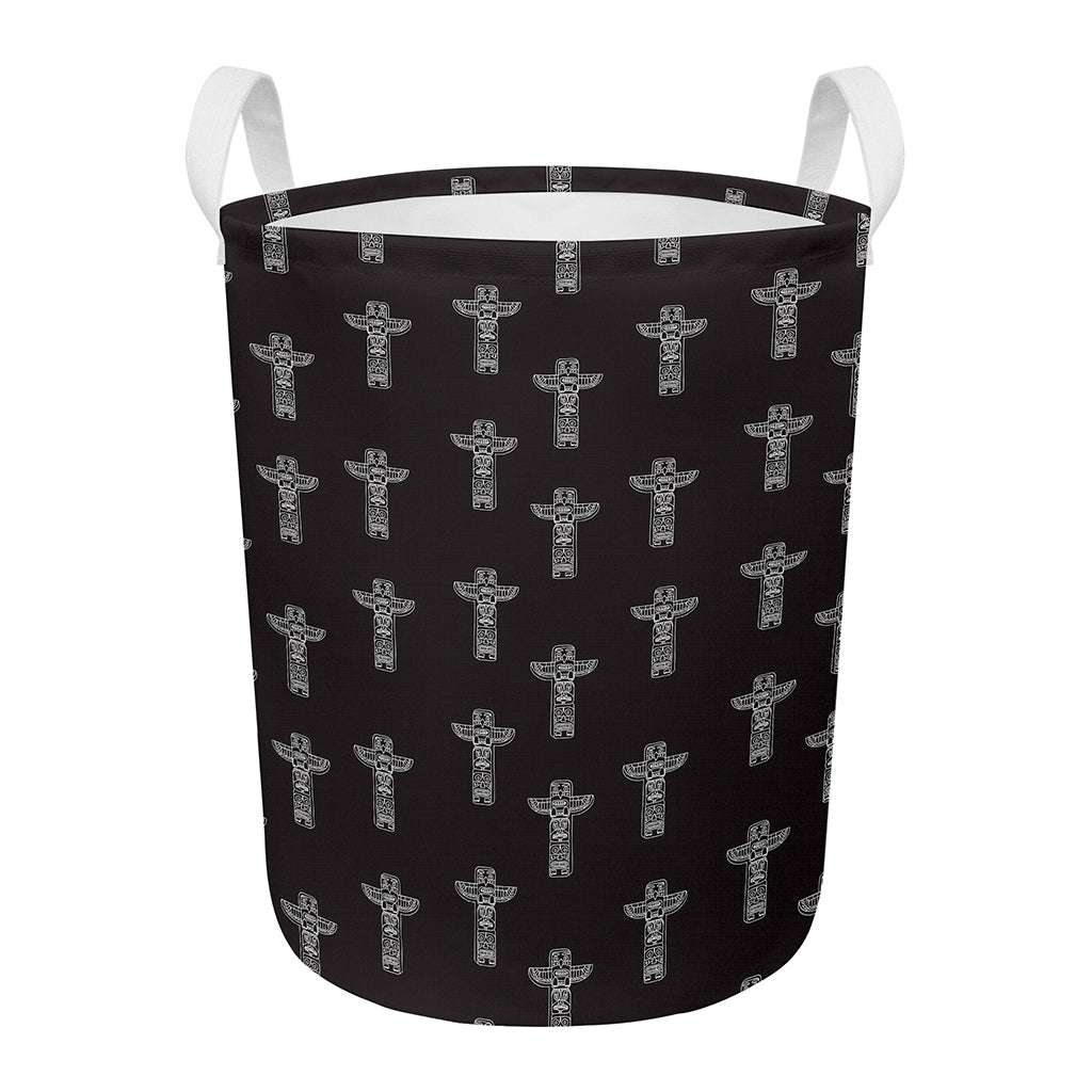 Tribal Totem Pattern Print Round Laundry Basket