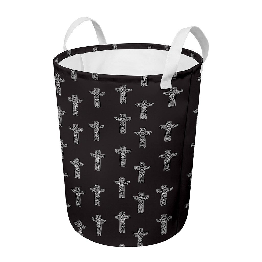 Tribal Totem Pattern Print Round Laundry Basket