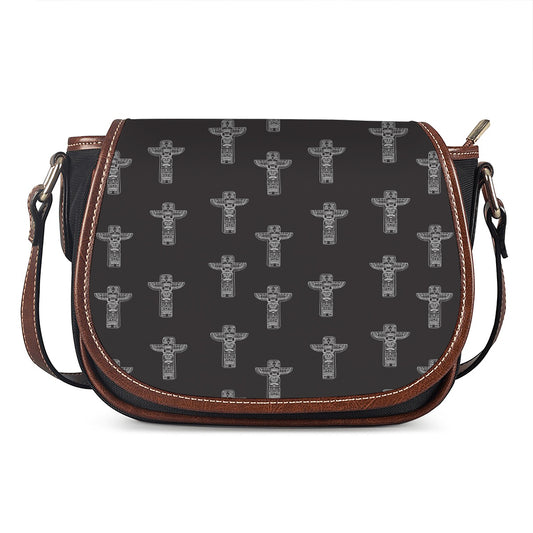 Tribal Totem Pattern Print Saddle Bag