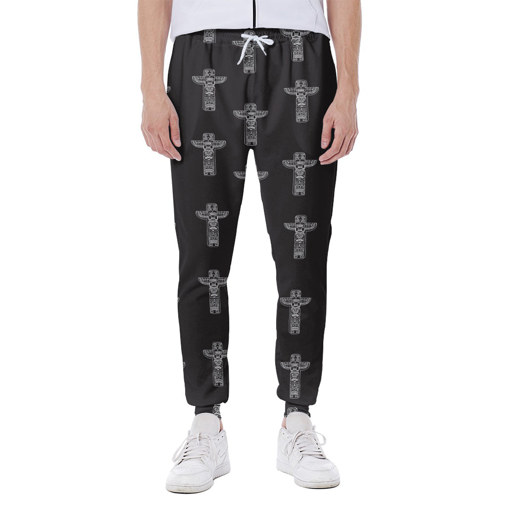 Tribal Totem Pattern Print Scuba Joggers