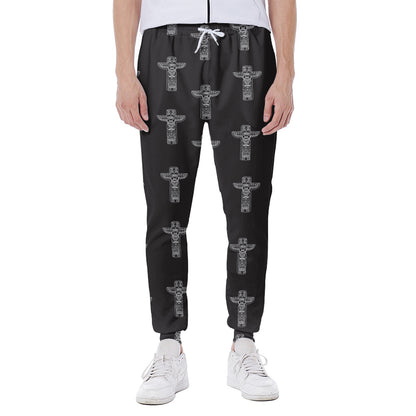 Tribal Totem Pattern Print Scuba Joggers