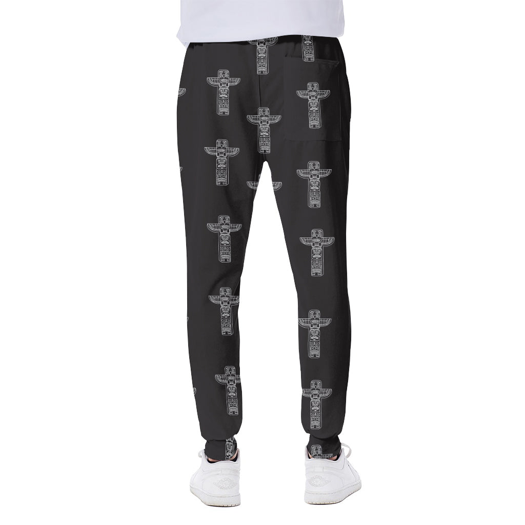 Tribal Totem Pattern Print Scuba Joggers