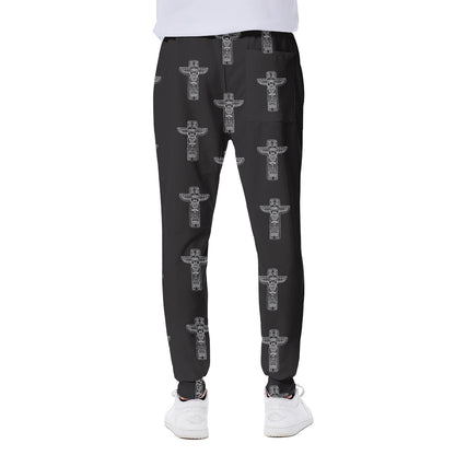 Tribal Totem Pattern Print Scuba Joggers