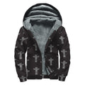 Tribal Totem Pattern Print Sherpa Lined Zip Up Hoodie