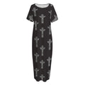Tribal Totem Pattern Print Short Sleeve Long Nightdress