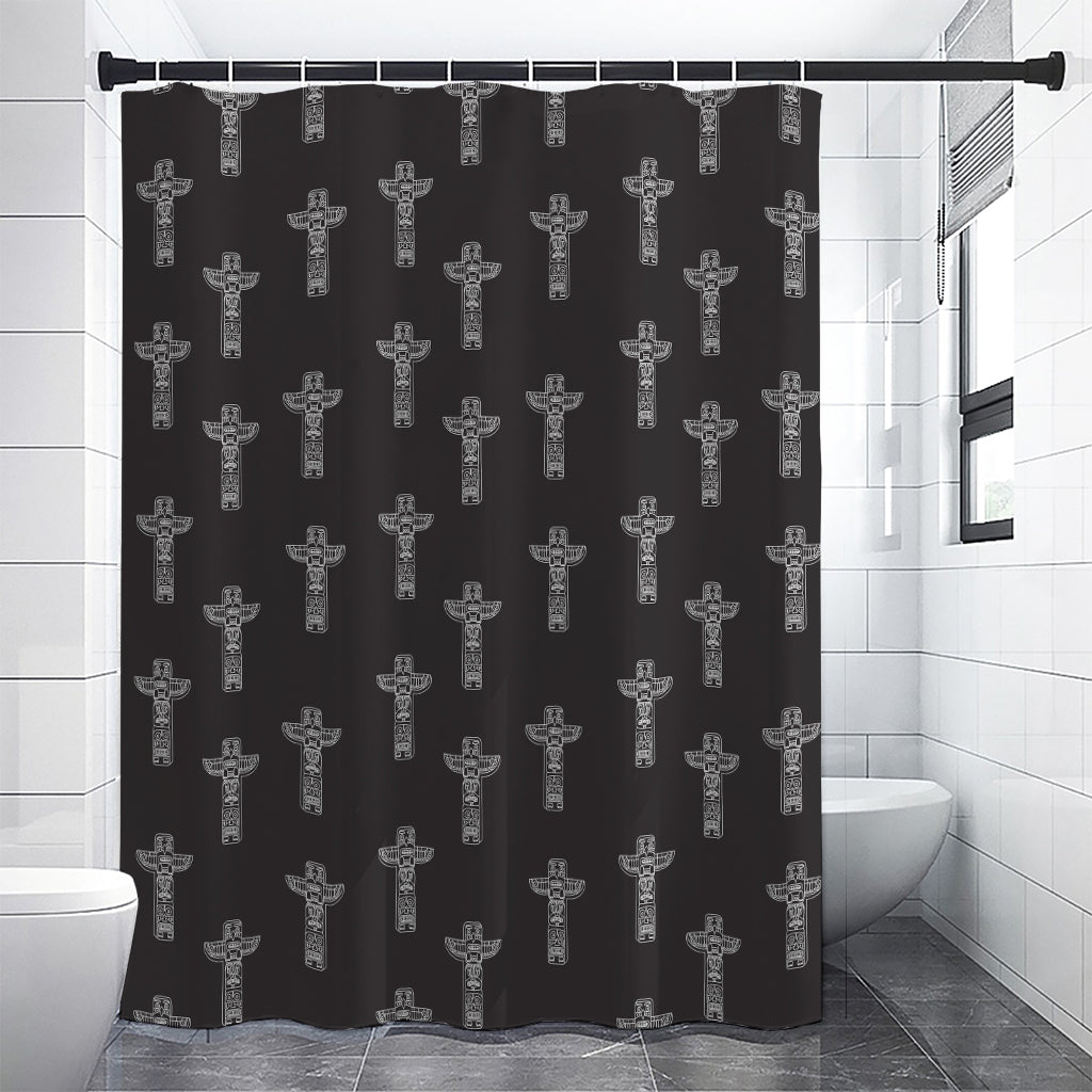 Tribal Totem Pattern Print Shower Curtain