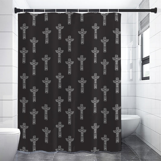 Tribal Totem Pattern Print Shower Curtain