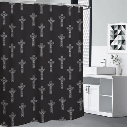 Tribal Totem Pattern Print Shower Curtain