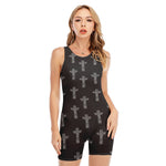 Tribal Totem Pattern Print Sleeveless One Piece Swimsuit