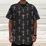 Tribal Totem Pattern Print Textured Short Sleeve Shirt